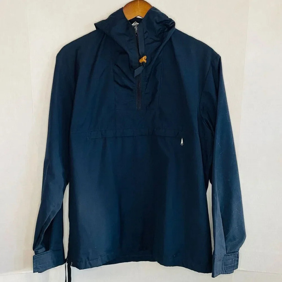 Vintage Woolrich Size Small Unisex Jacket - Navy Hooded Toggle Zipper Pullover - Picture 1 of 9